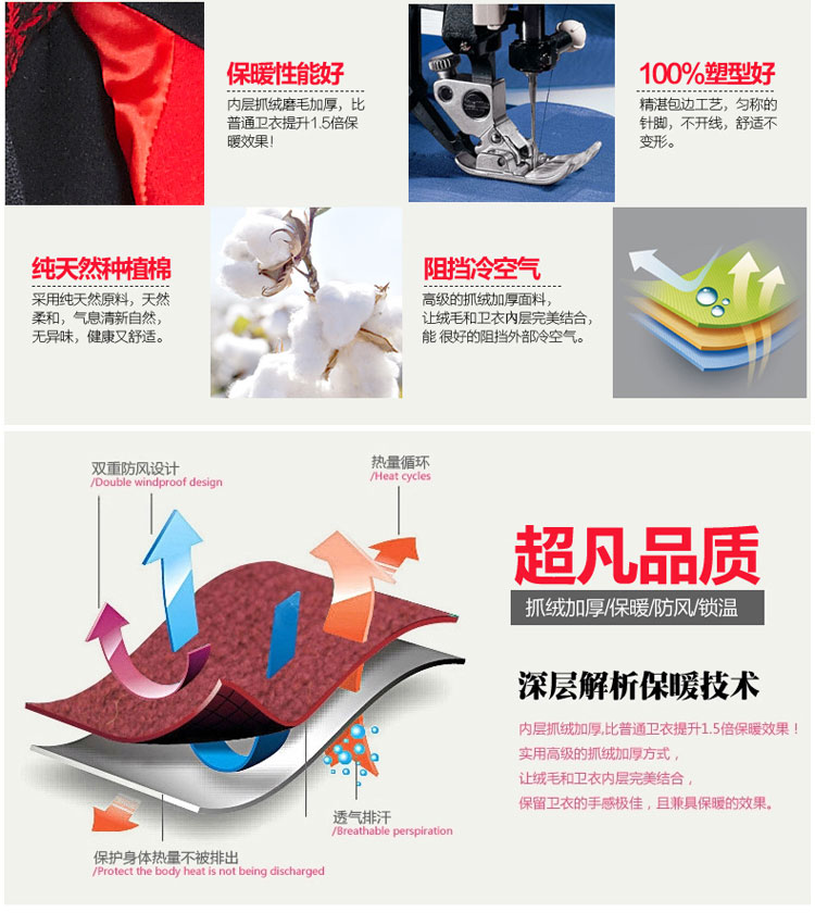 【11.11提前购】2015新款运动套装韩版卫衣三件套加厚加绒秋冬季显瘦印花女装5330 红衣+黑裤 XL建议(115斤-130斤)