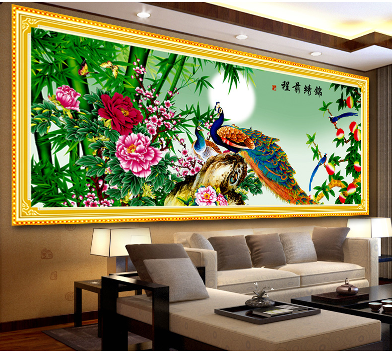 A KS钻石十字绣孔雀满钻5D钻石画钻石绣贴钻画花开富贵牡丹锦绣前程十字绣新款大画客厅点钻 Z123(MK1073) 长1.91米*宽0.80米