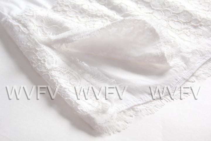 WVFV 2015秋装新款欧美纯白色中长款翻领蕾丝拼接A字白衬衫女 C5540 白色 2 S 预定10天左右