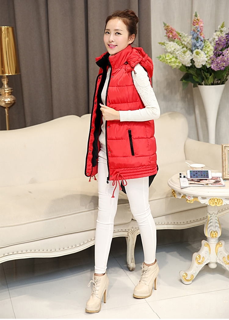HILADY2015新款秋冬棉马甲女中长款马夹棉服修身棉坎肩薄款棉衣女006  黑色 L