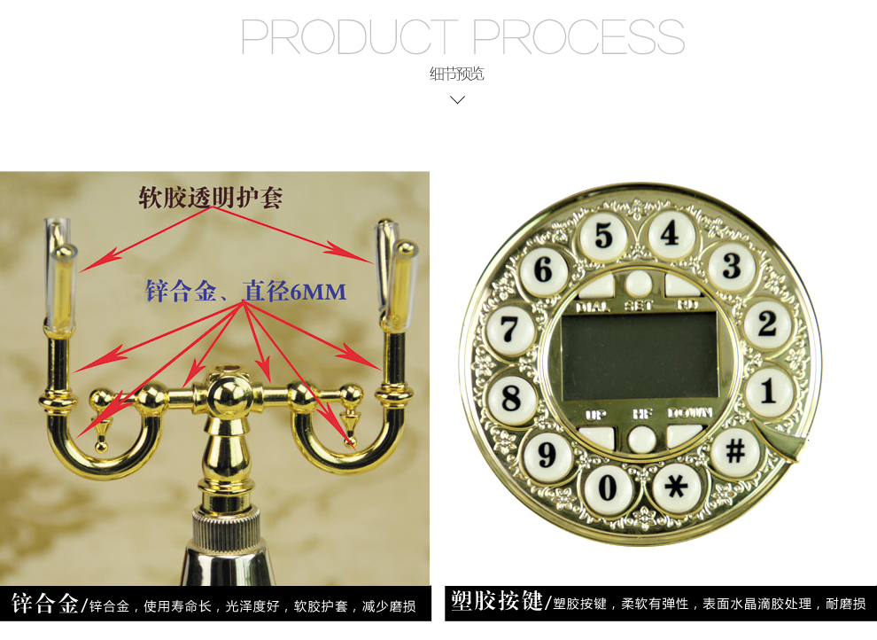 
                                        复古电话座机仿古电话机座机家用创意装饰摆件 CY-501A                