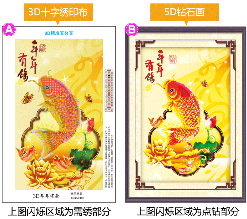 家装软饰 手工/十字绣 悠趣 悠趣3d立体十字绣精准印花布圆钻5d钻石画