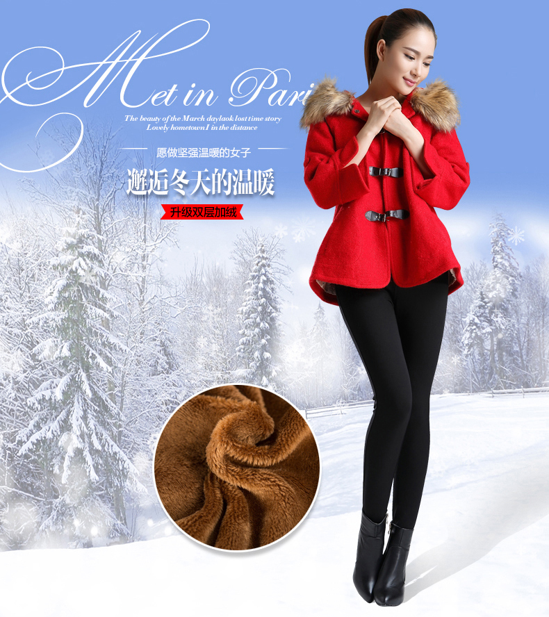 蒂兰圣雪 加绒加厚打底裤女 冬季韩版紧身弹力女裤 D9801F-黑色-加绒加厚款 L