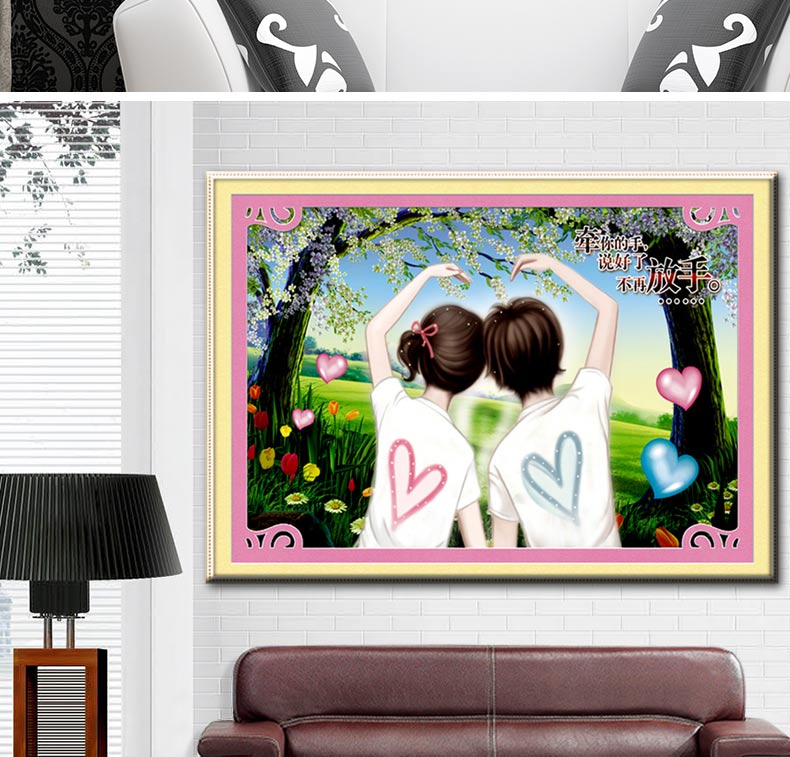 
                                        鸿胤蒙娜丽莎水晶钻石十字绣客厅钻石画情侣钻石绣贴钻画卡通魔方钻满钻卧室人物系列砖石秀圆钻钻 Z077 长0.61米*宽0.43米                