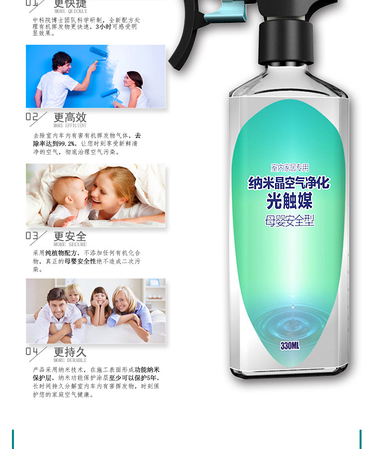 
                                        纳米光触媒甲醛清除剂新房装修室内家具去除甲醛喷雾剂强力型清除甲醛净化空气除醛苯胺TVOC 25-30平米                