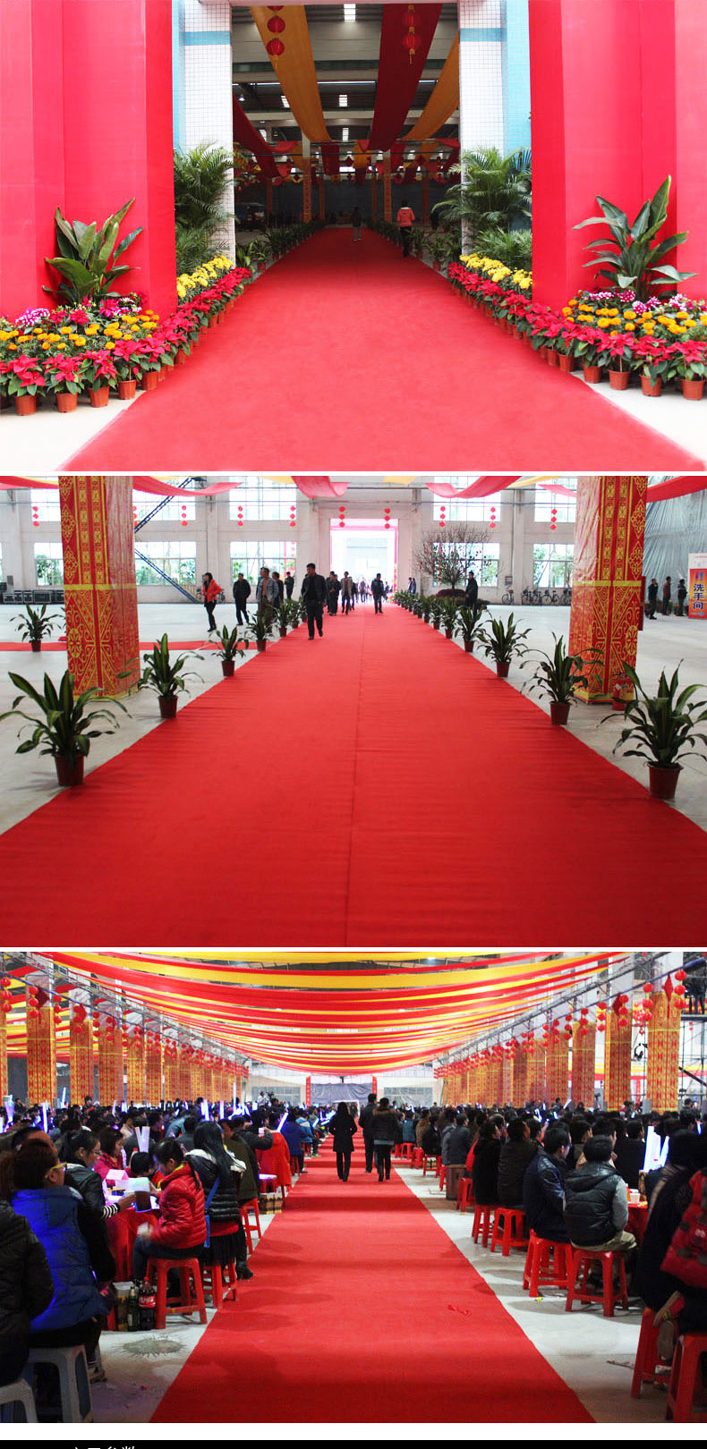 
                                        正瑞 婚庆地毯 一次性红地毯  可定制舞台红毯 展览展会活动演出红地毯 蓝色平纹-约2mm厚 1*30米                