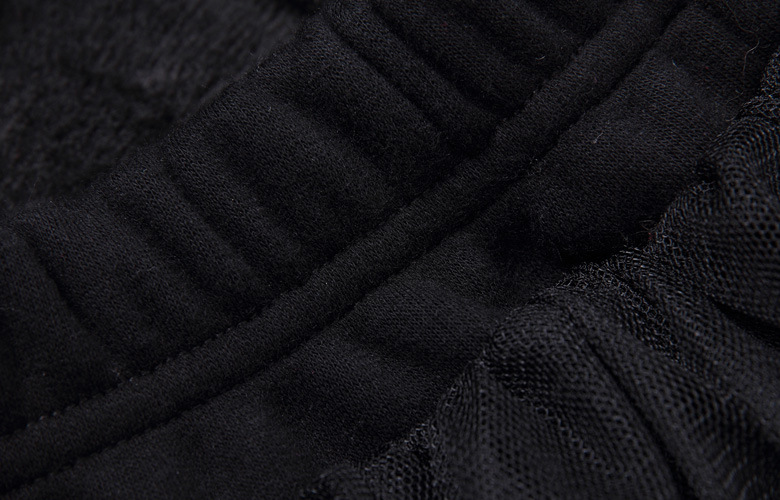 蜜诺依  2015秋季新款女装加绒加厚假两件网纱裙裤Q1398 黑色 XXL