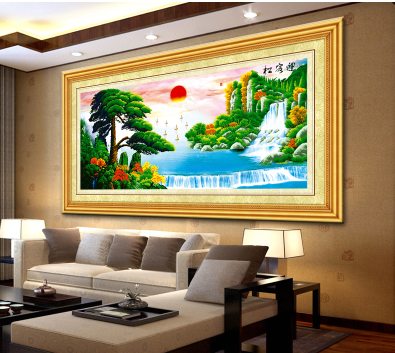 
                                        鸿胤皇室蒙娜丽莎5D钻石绣十字绣贴钻画水晶钻石画迎客松魔方钻满钻新款客厅风景系列大幅圆钻粘 QT6250 长1.47米*宽0.63米                