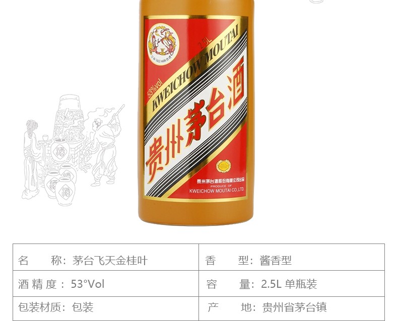 【中致酒谱】茅台 53度 酱香型 1l 1升 1000ml 