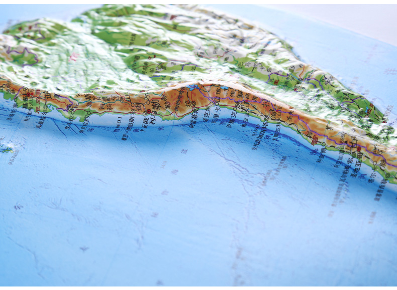 定制边框中国世界地图地形图挂图凹凸版实木装裱带框立体地图约1209米
