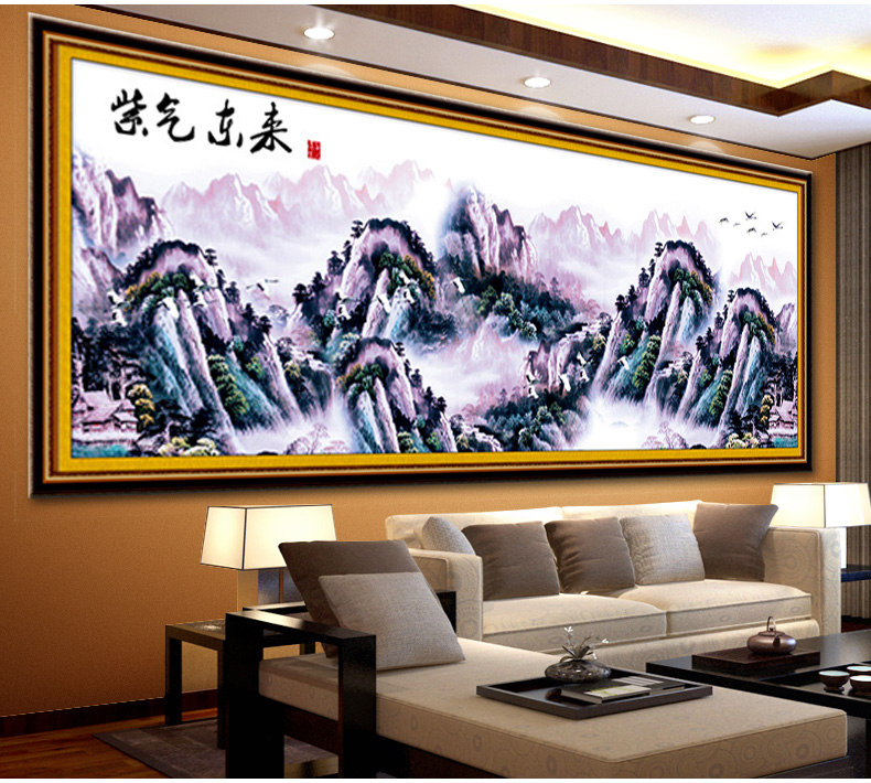 
                                        鸿胤蒙娜丽莎粘钻十字绣钻石秀满钻新款钻石画紫气东来5D钻石绣贴钻画客厅风景画系列砖石画点钻 Z327(MK1235) 长1.86米*宽0.69米                