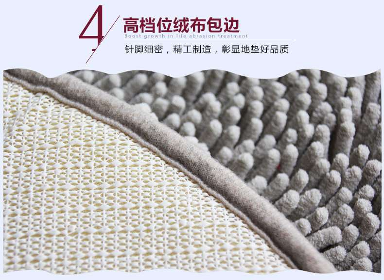 
                                        汇泰雪尼尔吸水防滑耐磨 圆形地毯 地垫 桌椅垫子地毯 银灰 圆60cm直径                