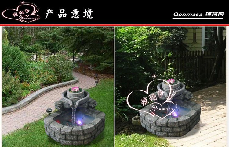琼玛莎大型流水鱼池流水石磨加湿器价格别墅喷泉假山别墅水景花园塘东莞厦摆设景观图片