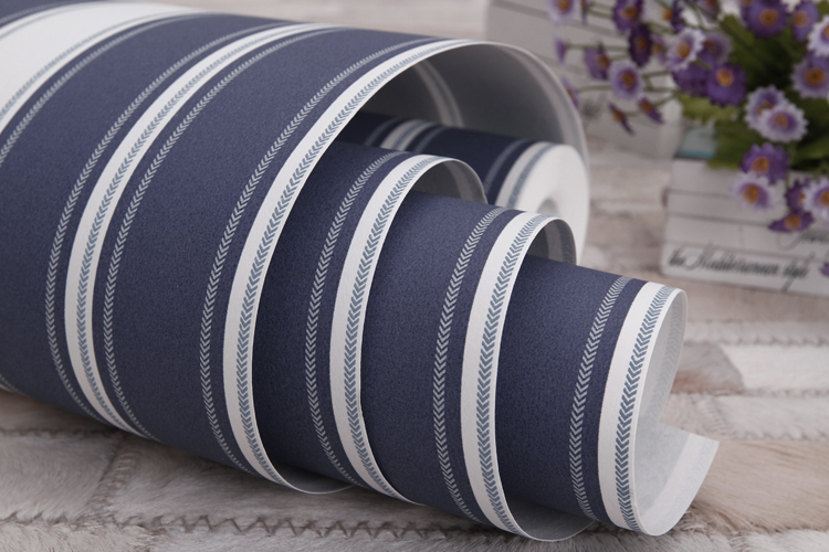 米素 高档无纺布壁纸 地中海3d墙纸 温馨卧室条