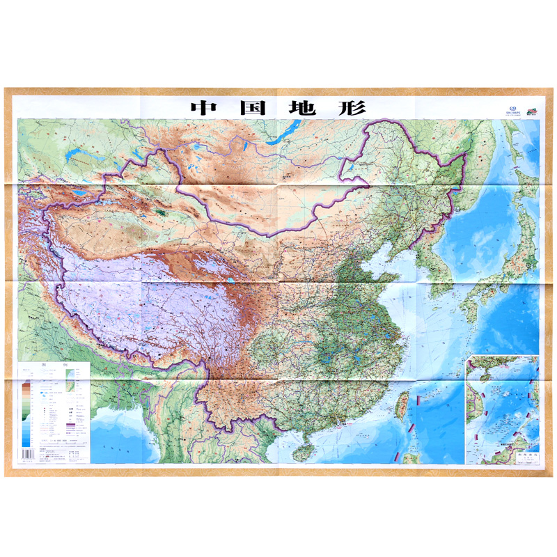 中国地形图 中国地图1.1米x0.8米地图挂图 地势地貌一目了然