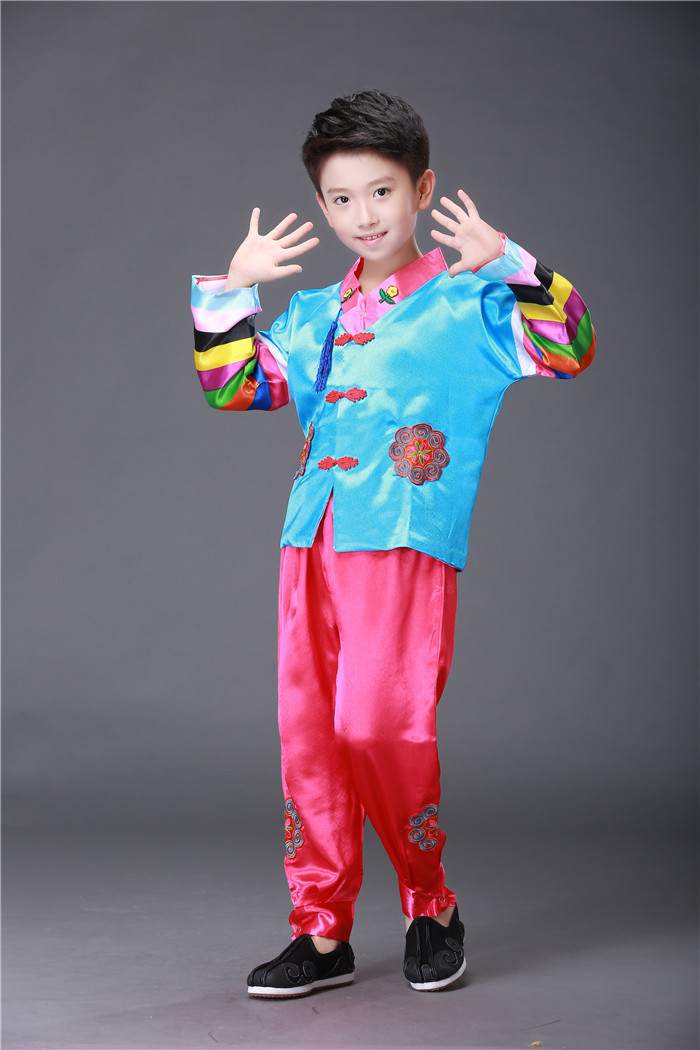 芭波龙新款男童朝鲜族演出服男韩服少数民族服装表演服儿童舞蹈摄影