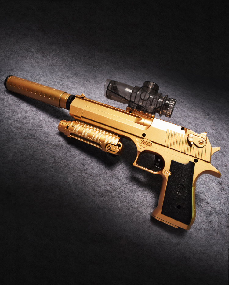 成人玩具枪可发射子弹水晶软弹枪沙鹰手枪电动连发水弹枪 金色mp57