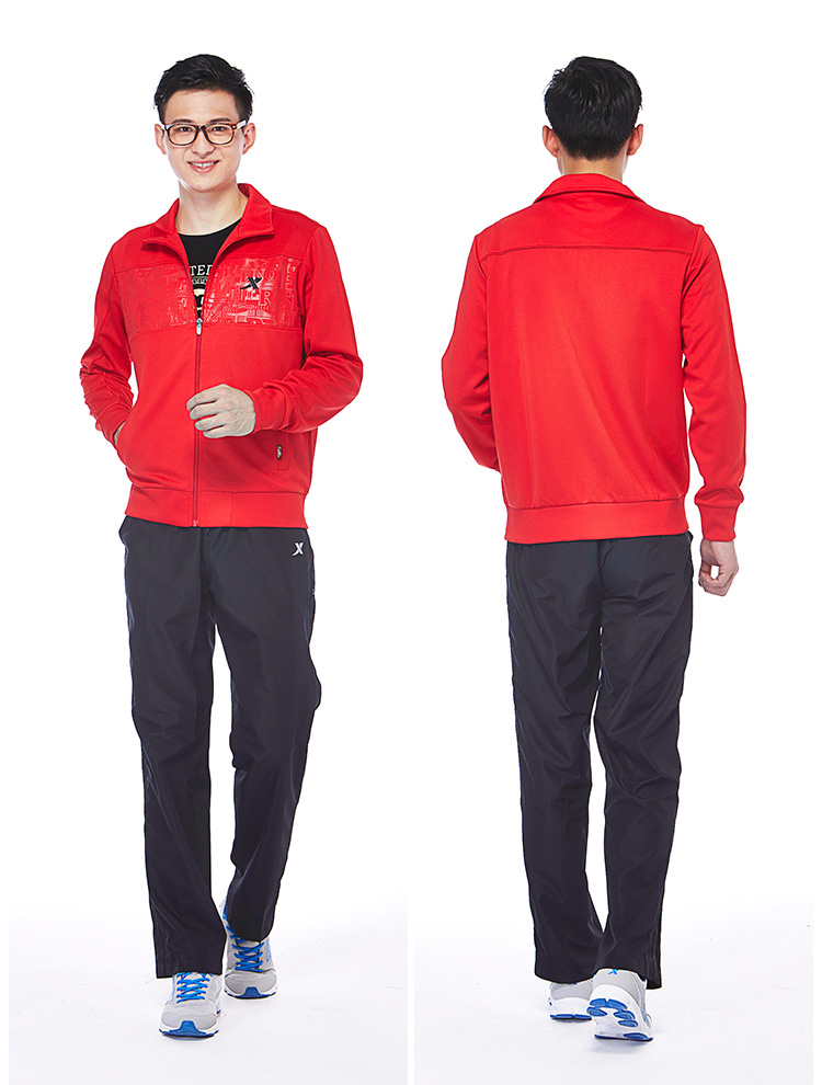 <em>特步</em>卫衣<em>男</em>拉链开衫<em>外套</em>秋季休闲运动服红色户