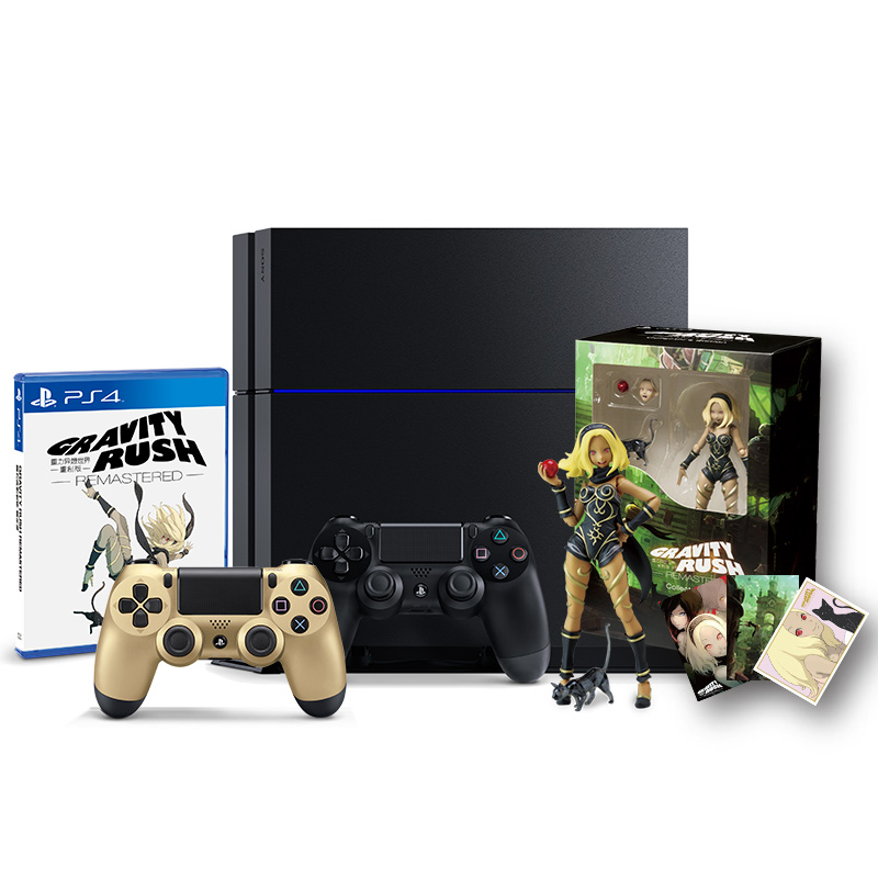 PS4国行黑色主机+金色手柄+重力异想世界人偶套装