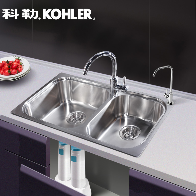 科勒(KOHLER)水槽不锈钢厨房水槽台上台下双用厨盆...