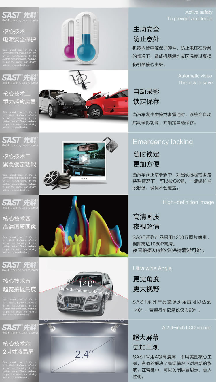 先科A8升级版全高清1080P行车记录仪测速一