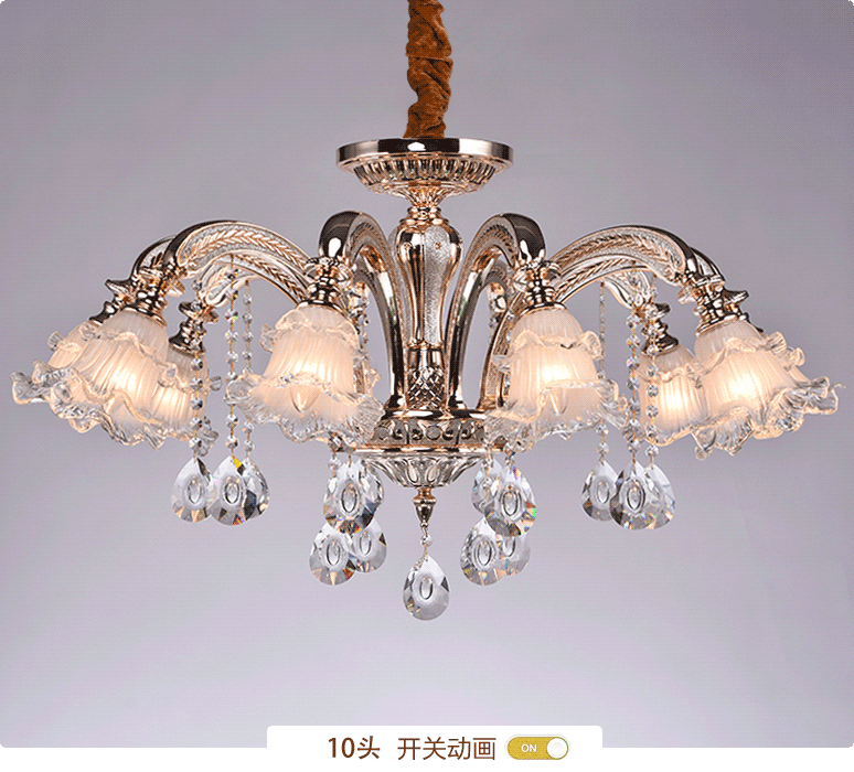 雅茹新品欧式水晶吊灯客厅卧室灯餐厅灯具锌合金水晶吊灯 650-6头