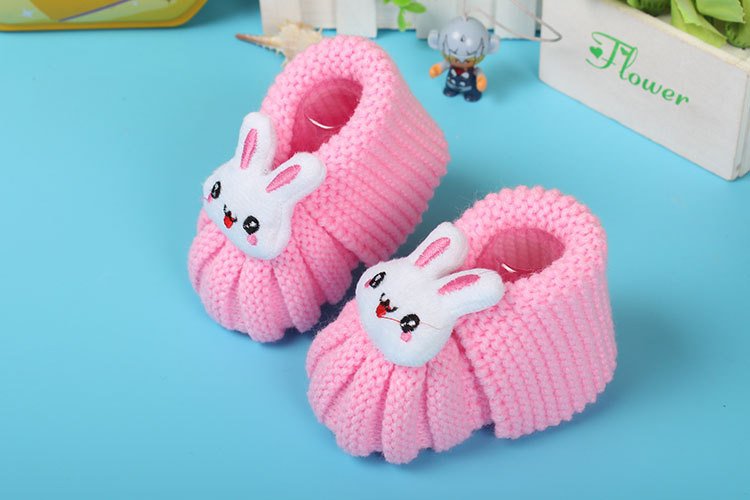 yamilan婴儿毛线袜新生儿手工编织鞋袜男女幼儿立体地板袜春秋薄款