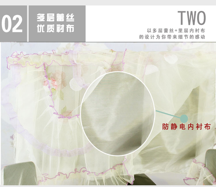 
                                        欣巢 电脑罩五件套蕾丝布艺防尘罩保护套台式电脑装饰韩式可爱电脑套 罩件 紫色玫瑰 紫色玫瑰电脑罩 24寸                