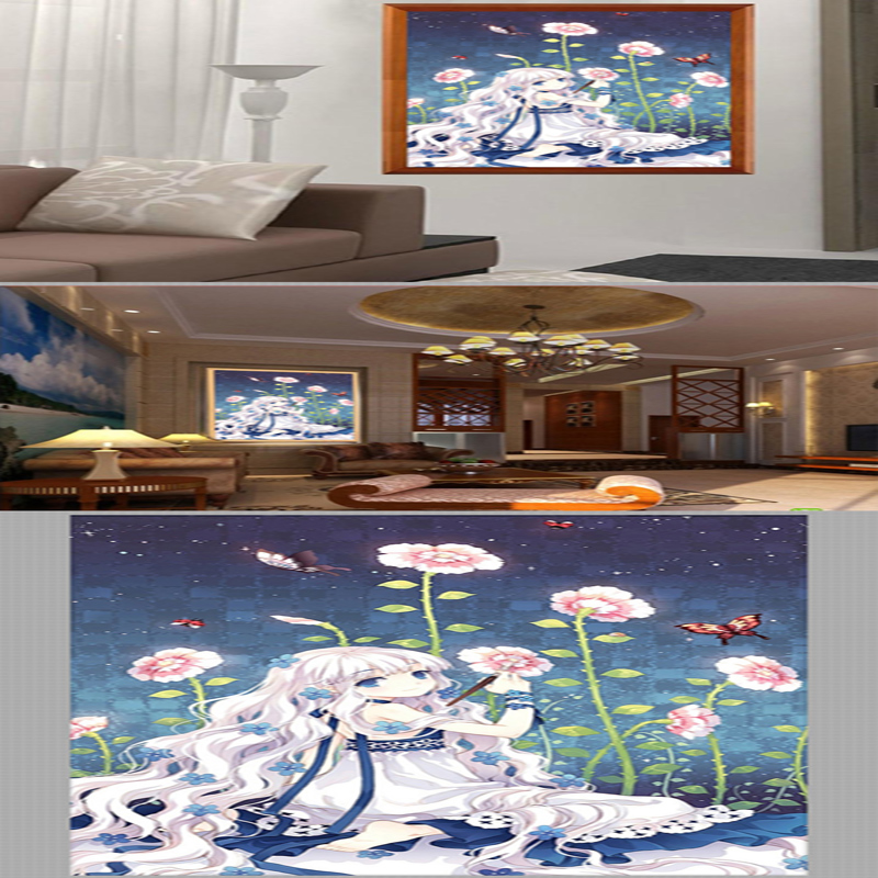 钻石画新款卡通人物荷花仙子 卧室钻石绣贴画儿童房客厅满钻方钻 钻石画方钻满钻40*60厘米