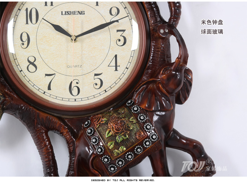 
                                                            丽盛（LISHENG）/大号大象造型客厅挂钟/欧式石英钟表/美式餐厅挂表145 图片色                