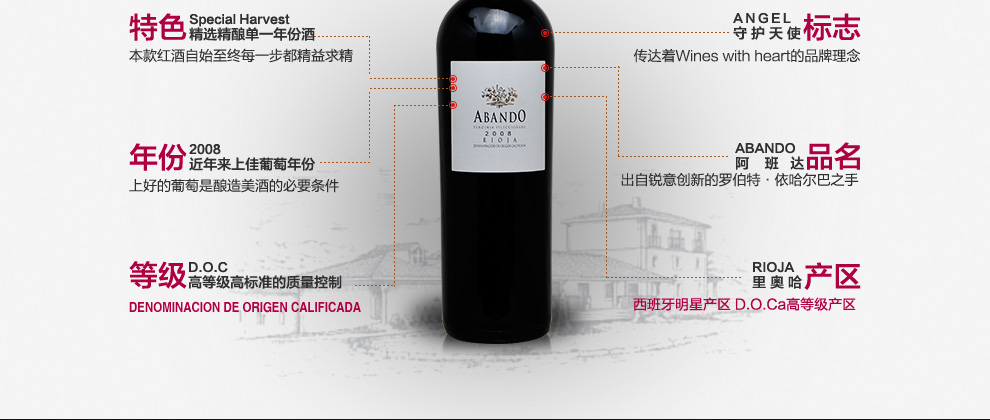 西班牙原瓶进口红酒 DOC里奥哈产区 阿班达0
