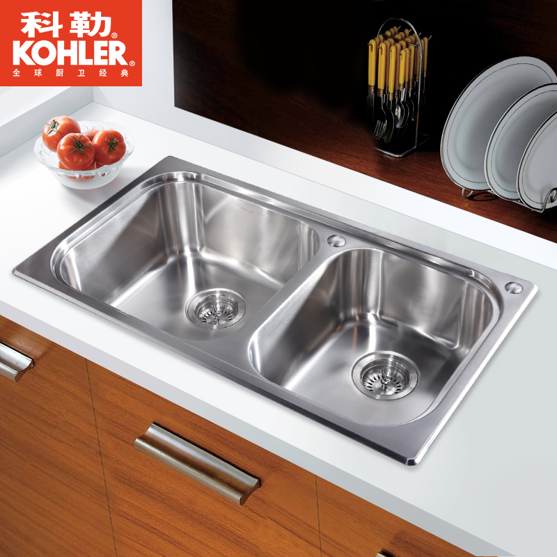 科勒(KOHLER)水槽不锈钢厨房水槽台上台下双用厨盆...