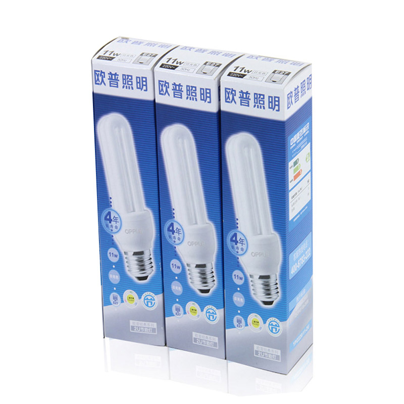 欧普节能灯2U-11W-E27日光色3支装