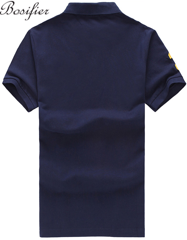 bosifier polo 男 夏 男士短袖POLO衫男翻领 运动休闲大码男装 宝蓝黄标 L146斤-158斤