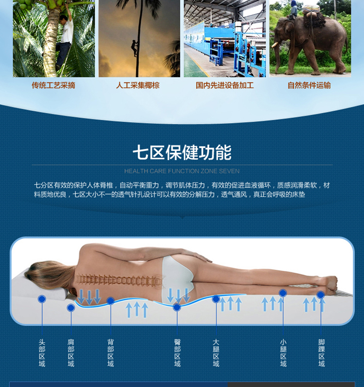 麦娜芙 6cm厚 泰国进口正品椰棕乳胶床垫 天然乳胶椰棕垫 软硬可调棕垫 180cm*200cm