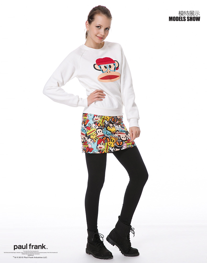 paulfrank大嘴猴2015春季女士印花羽绒短裙paulfrank正品 红色 L