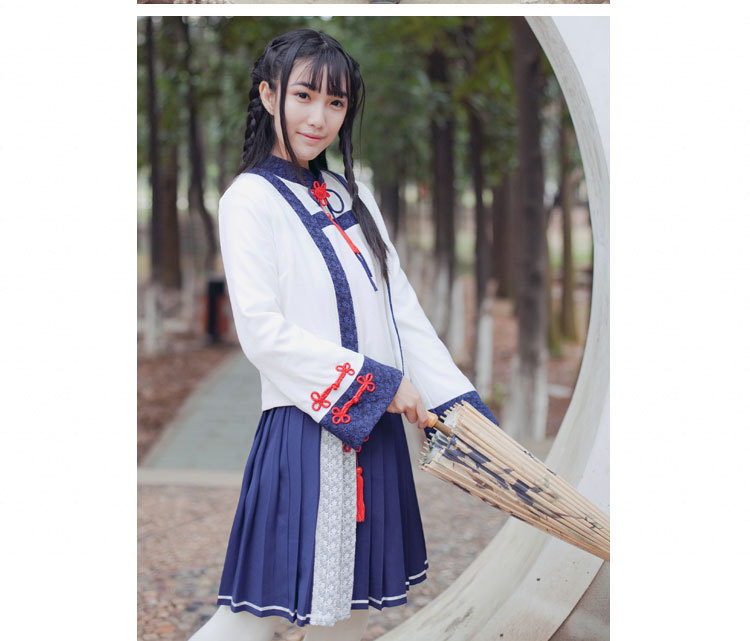 女装 连衣裙 瑾苿 瑾苿 中国风结复古盘扣民国学生软妹套装汉服jk制服