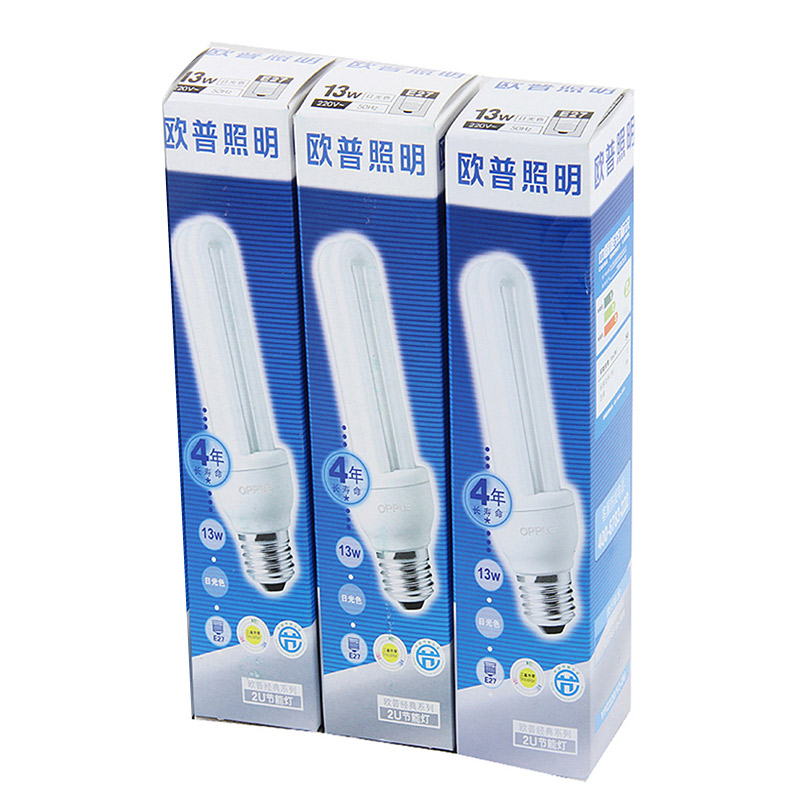 欧普节能灯2U-13W-E27日光色3支装