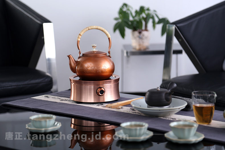 
                                        迷你电陶炉茶炉 德国静音技术烧铁壶铜壶玻璃壶专业电陶炉 鼓形铜色                