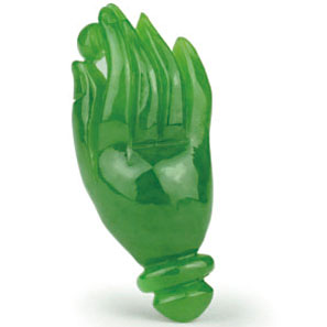 印象眸 新疆和田玉碧玉佛手吊坠菠菜绿掌上明