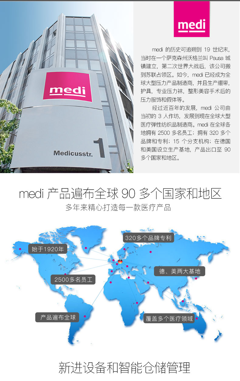 medi 德国进口压力袜加强款二级压力长筒袜治疗型袜静脉曲张袜医用