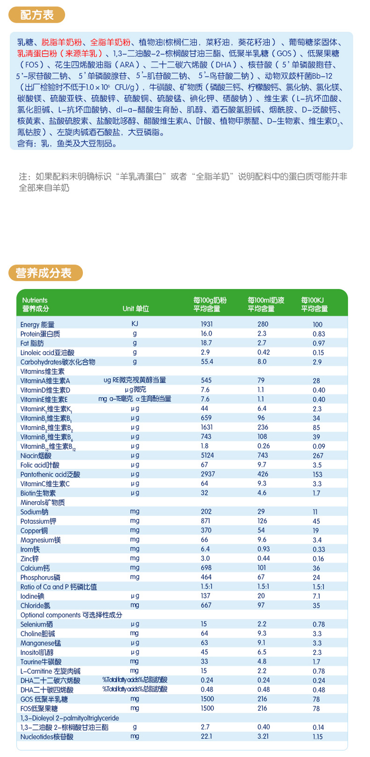 佳贝艾特(kabrita)金装幼儿配方羊奶粉 3段(1-3岁婴幼