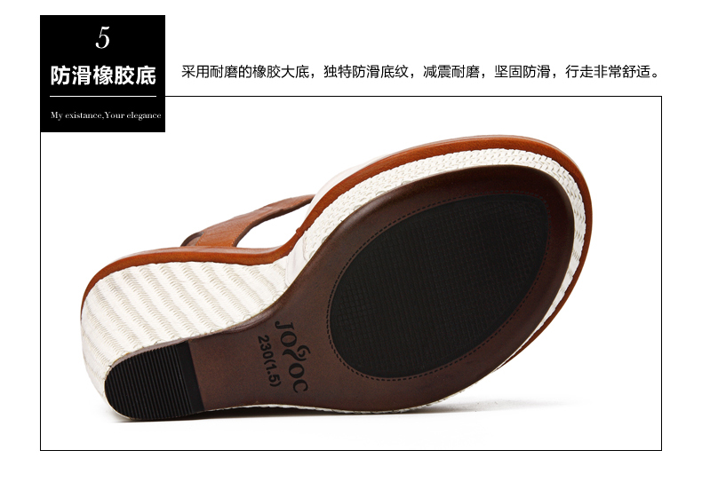 jooc/玖诗夏新款欧美牛皮编织高坡跟凉鞋时尚厚底水台女凉鞋z405 白色