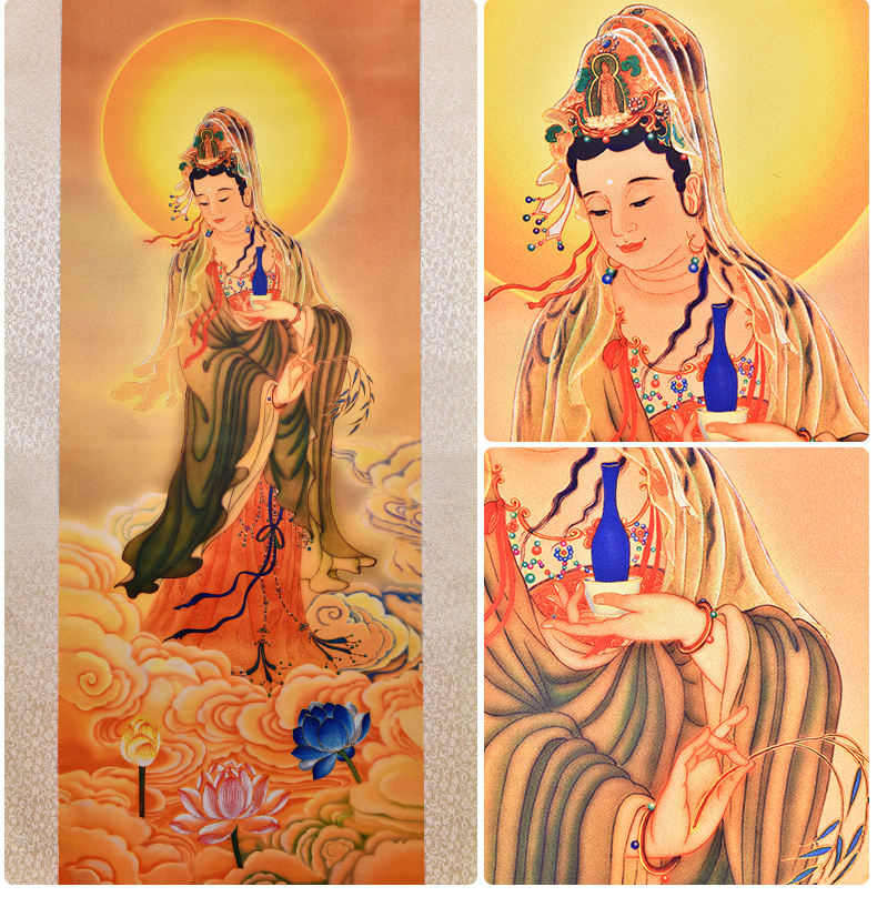 观音如来佛大势至西方三圣佛像挂画 d99-16a 观音