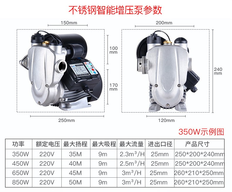 恒格尔增压泵家用自吸泵热水器自来水全屋管道加压泵全自动抽水泵550w