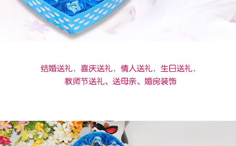 爱度ks 18朵加熊小熊玫瑰香皂花 仿真花 情人节礼品 时尚手工假花礼盒 创意生日礼圣诞 紫色 12朵玫瑰+小熊