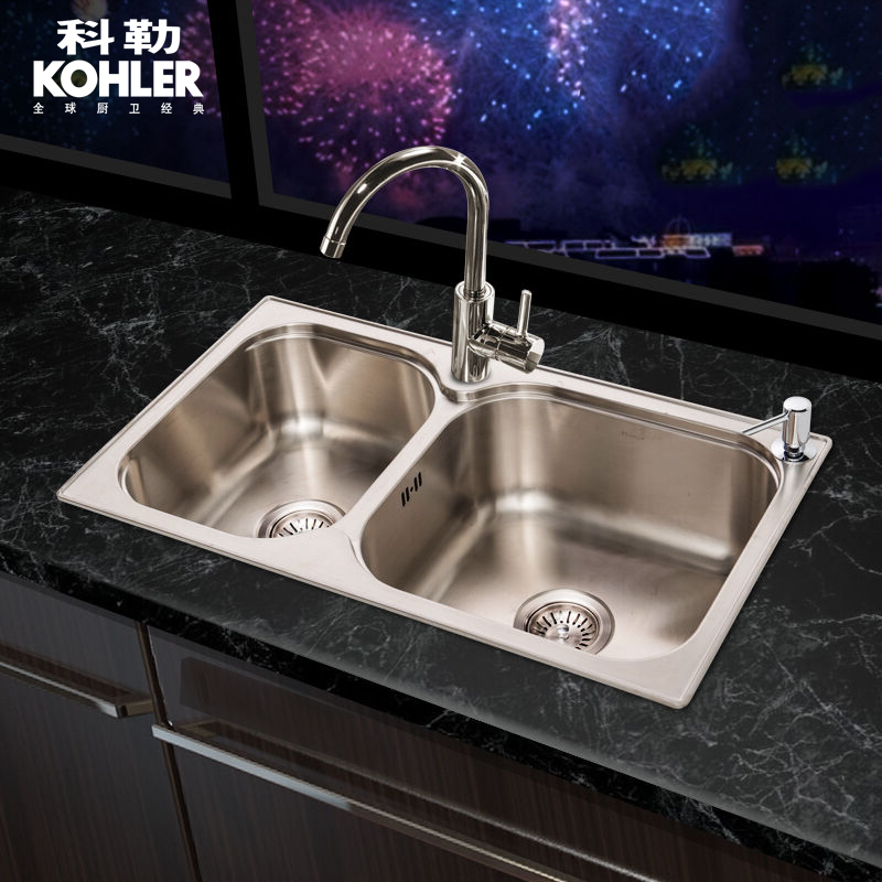 科勒(KOHLER)水槽不锈钢厨房水槽台上台下双用厨盆...