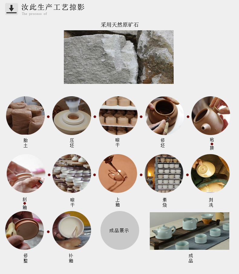 祥福 汝窑汝瓷开片整套功夫茶具套装 排水式盛水式 孟宗竹制实木四合一带电磁炉茶盘茶托茶台 贞元汇合福器套组