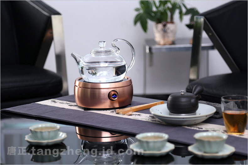 
                                        迷你电陶炉茶炉 德国静音技术烧铁壶铜壶玻璃壶专业电陶炉 鼓形铜色                
