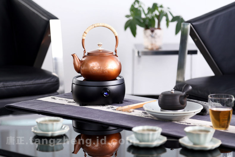 
                                        迷你电陶炉茶炉 德国静音技术烧铁壶铜壶玻璃壶专业电陶炉 鼓形铜色                